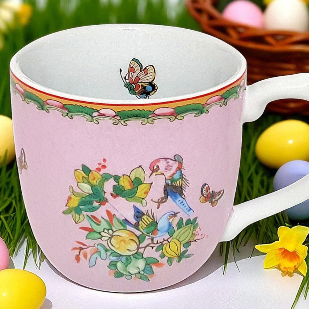 NEW Williams Sonoma Famille Rose Mug 16.9 OZ Porcelain Easter Spring